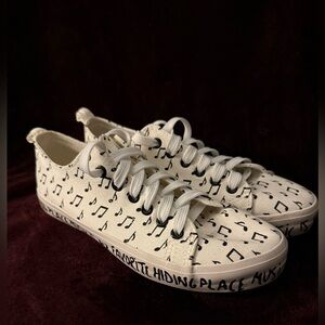 Music Note “Music Is My Hiding Place” Canvas Sneakers- Size 10 (WORN ONCE)